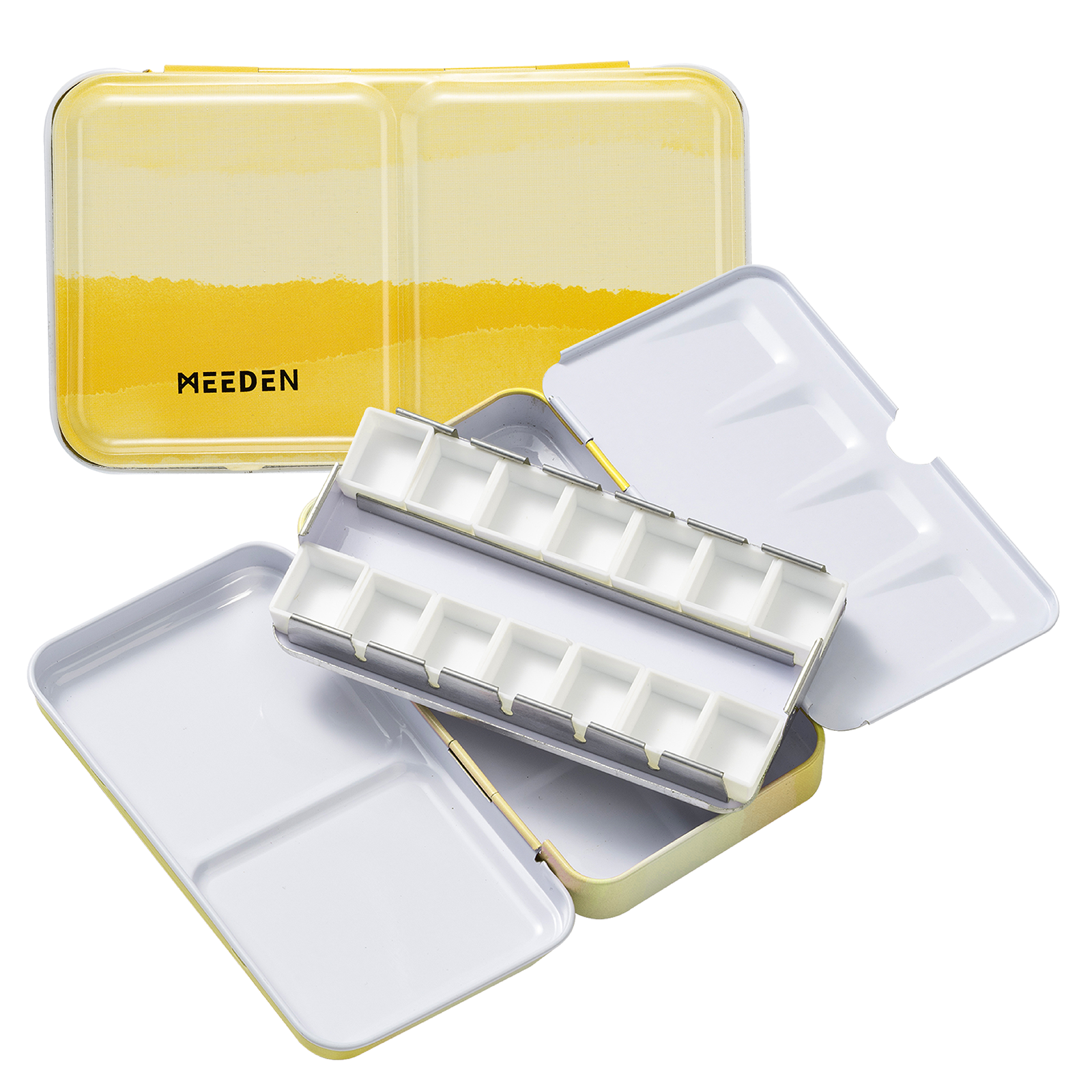 MEEDEN Travel Water Color Paint Palette Tin with 12 Half Pans - Yellow