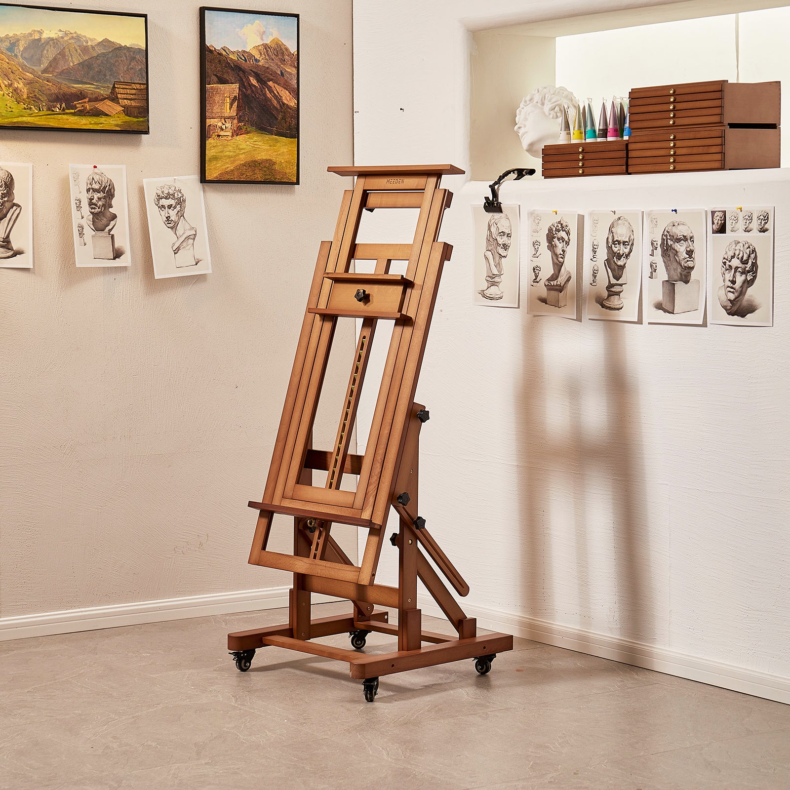 MEEDEN Deluxe Multi-Function Heavy Duty Large Artist Easel-Walnut-DHJ-3