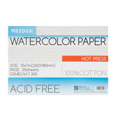 MEEDEN 10x7" Hot Press Watercolor Paper Pad 20 Sheets