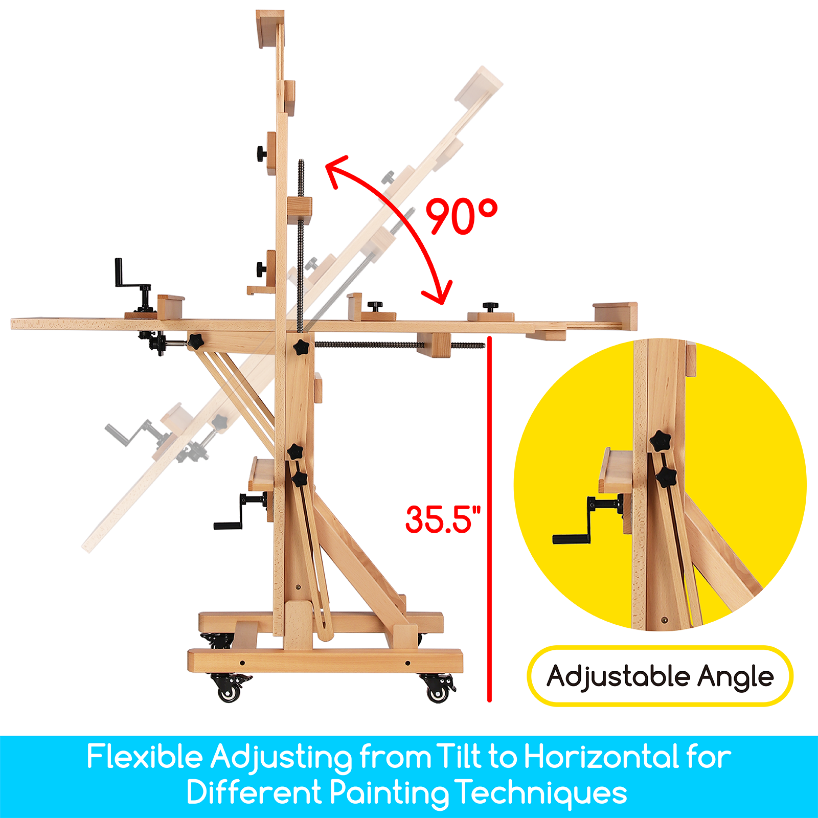 MEEDEN Deluxe Studio Large Rocker Crank Heavy Duty Artist Easel-DHJ-12