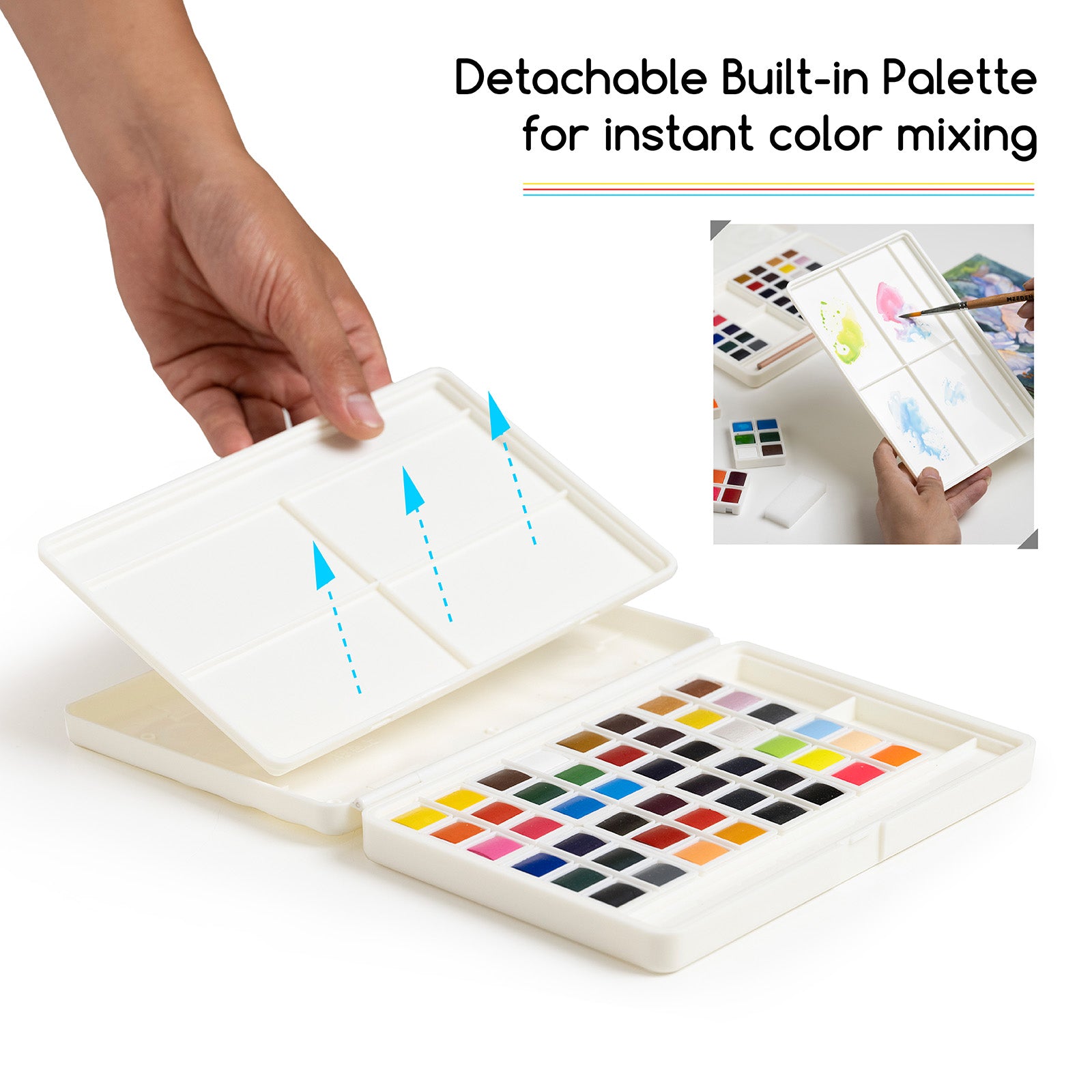 MEEDEN 48-Color Solid Watercolor Set