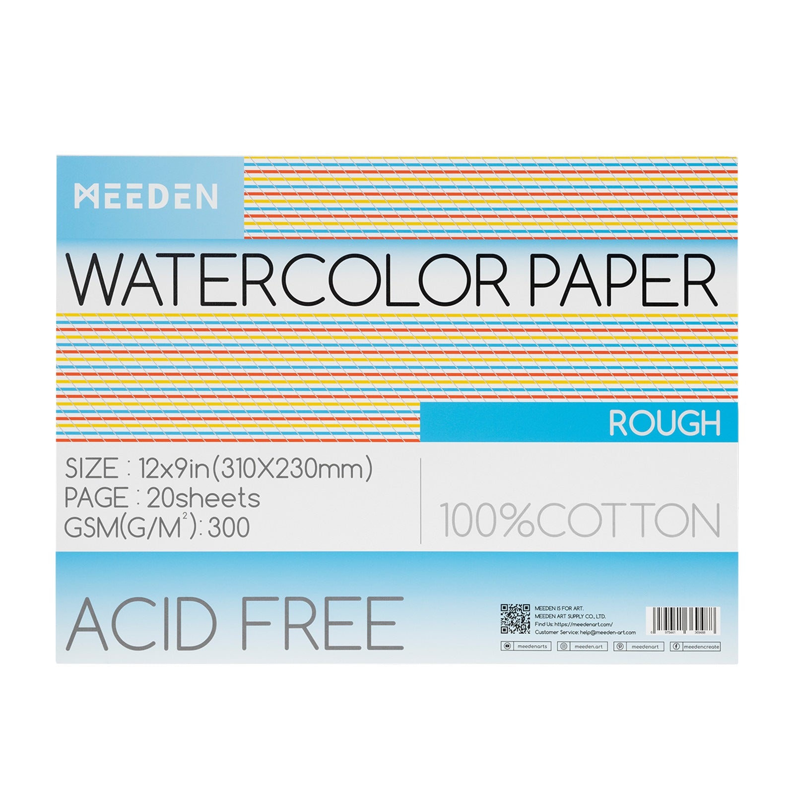 MEEDEN 12x9" Rough Watercolor Paper Pad 20 Sheets