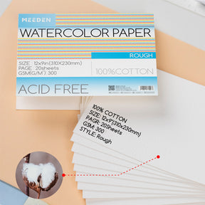 MEEDEN 12x9" Rough Watercolor Paper Pad 20 Sheets