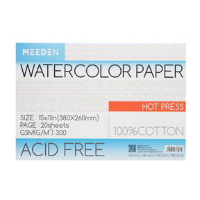 MEEDEN 15x10" Hot Press Watercolor Paper Pad 20 Sheets