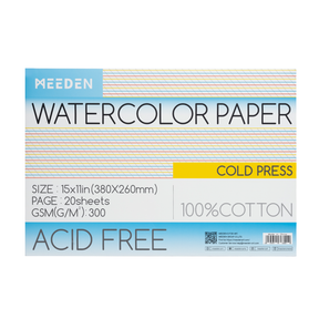 MEEDEN 15x10" Cold Press Watercolor Paper Pad 20 Sheets