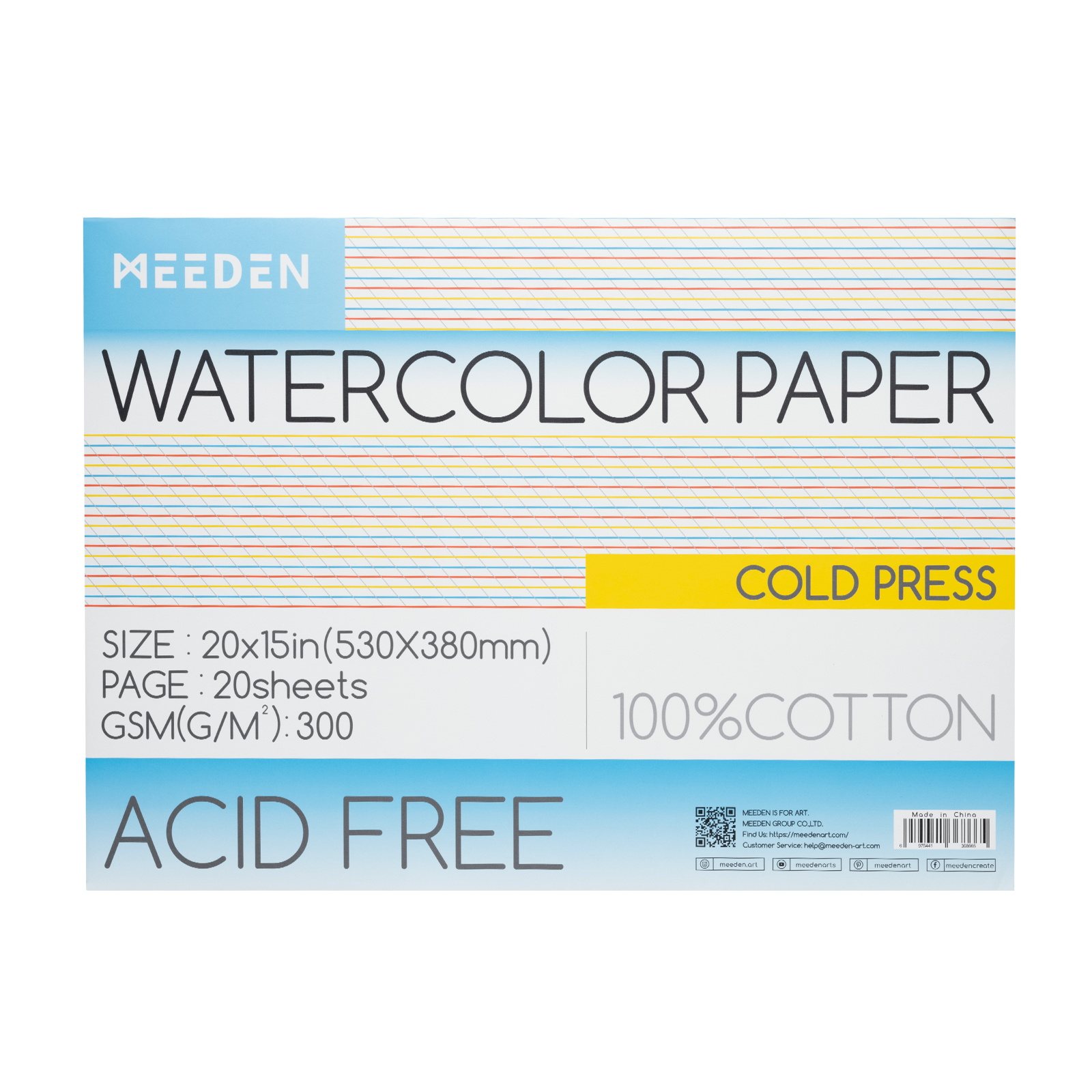 MEEDEN 21x15" Cold Press Watercolor Paper Pad 20 Sheets