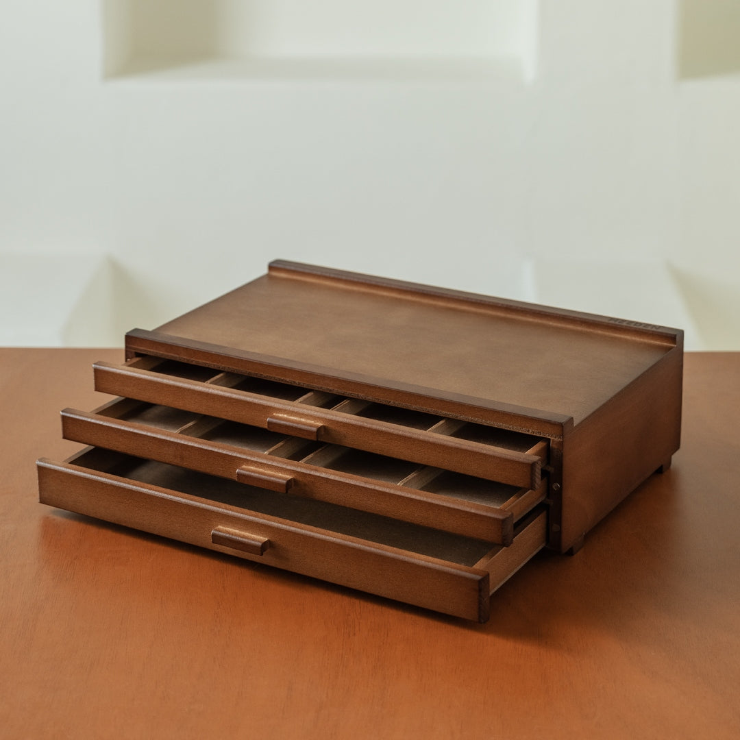 MEEDEN Pro 3-Drawers Beech Wood Portable Storage Box-HH-3