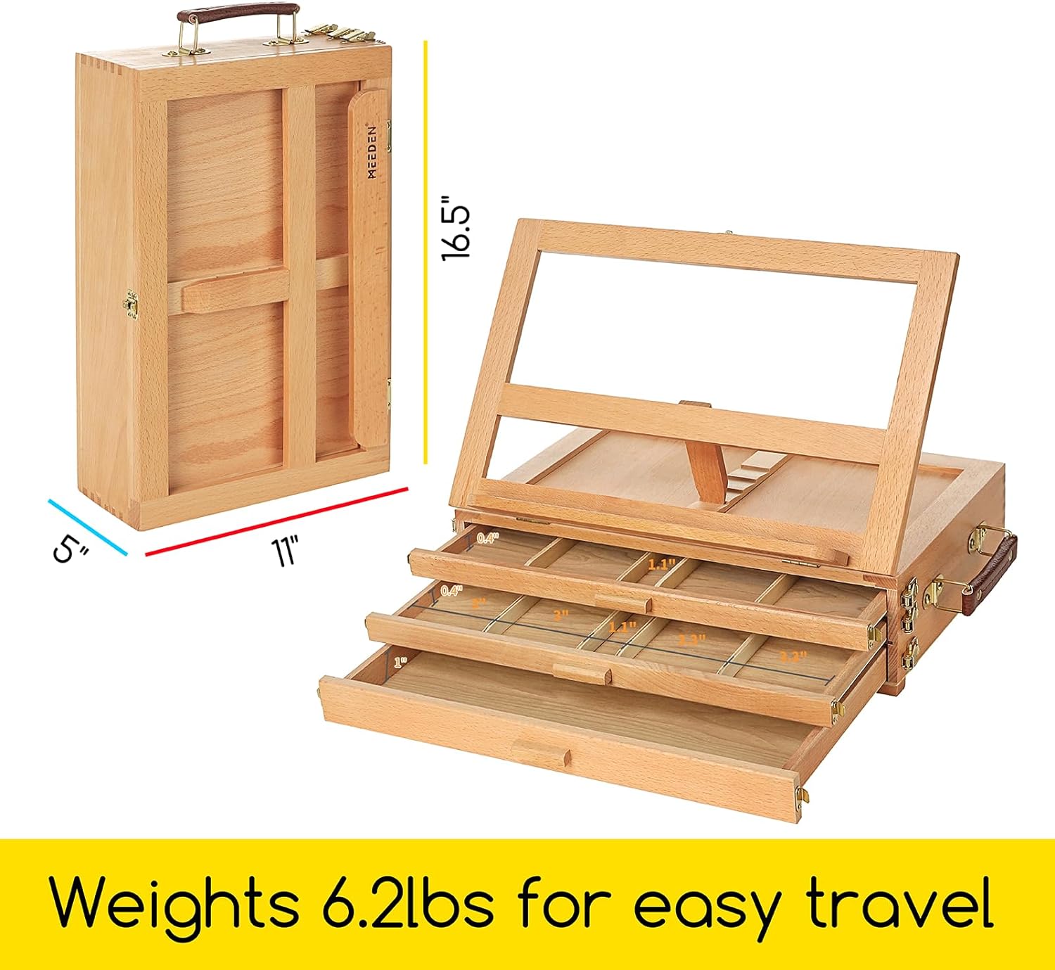 MEEDEN Large Adjustable Artist Tabletop Easel Sketchbox-XHH-03