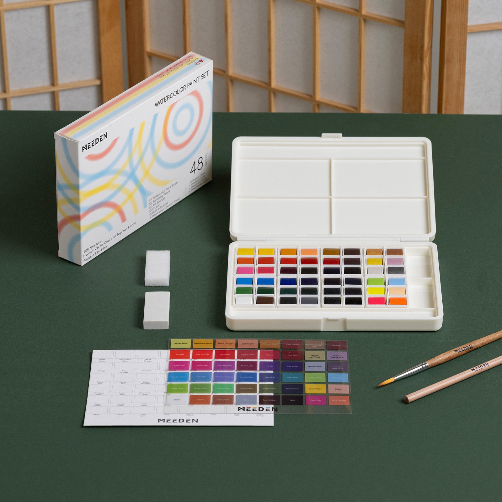 MEEDEN 48-Color Solid Watercolor Set