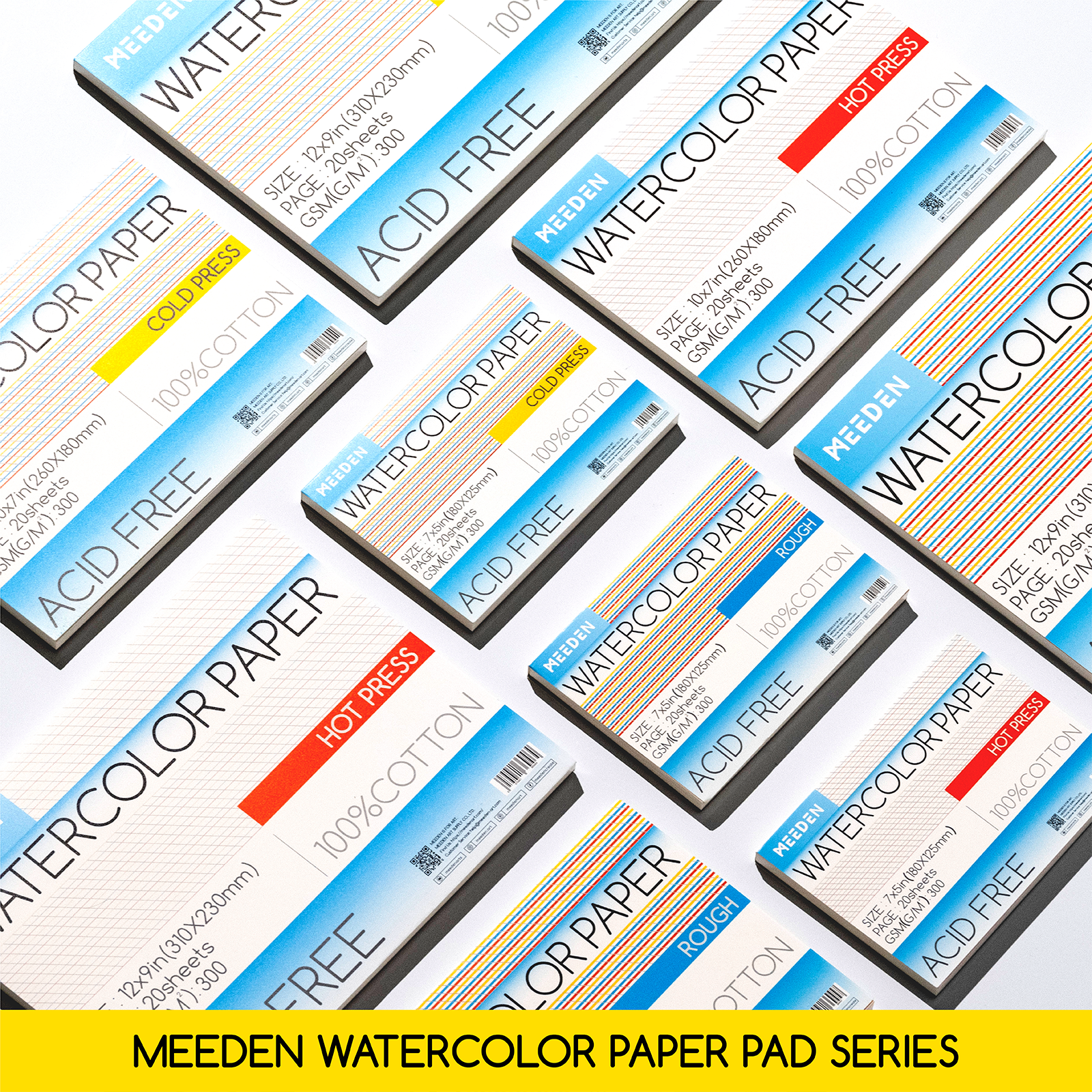 MEEDEN 16x12" Hot Press Watercolor Paper Pad 20 Sheets