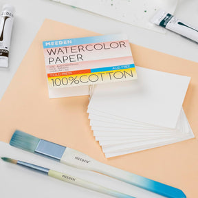 MEEDEN 4x3" Mini Cold Press Watercolor Paper Pad 10 Sheets-5 Pack