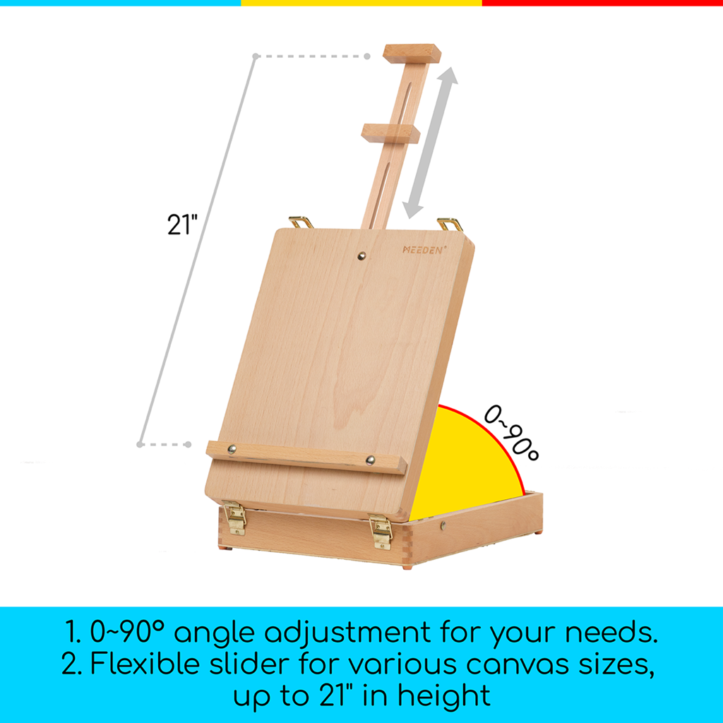 MEEDEN Solid Beech Wood Tabletop Easel, Art Easel with Storage-HBX-3