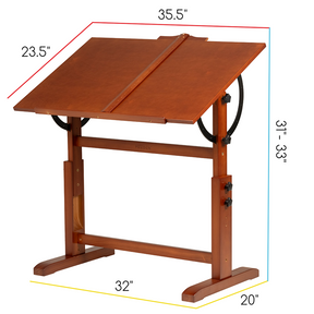 MEEDEN Vintage Drafting Table, Dark Walnut-XSZ-4