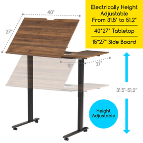 MEEDEN Electric Adjustable Sit Standing Home Drafting Table - 31"-52" Height