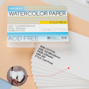 MEEDEN 7x5" Cold Press Watercolor Paper Pad 20 Sheets