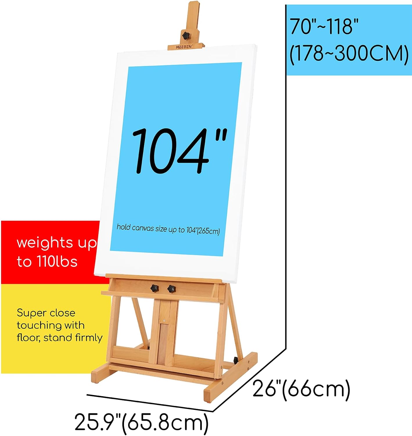 MEEDEN Classic Heavy Duty H-Frame Artist Easel-Extra Large-DW01-M