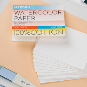 MEEDEN 4x3" Mini Cold Press Watercolor Paper Pad 10 Sheets-5 Pack