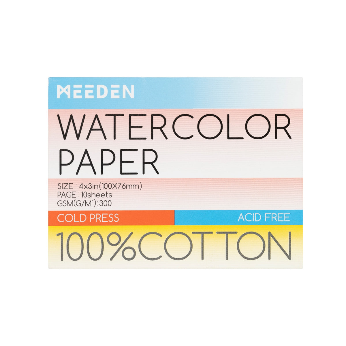 MEEDEN 4x3" Mini Cold Press Watercolor Paper Pad 10 Sheets-5 Pack