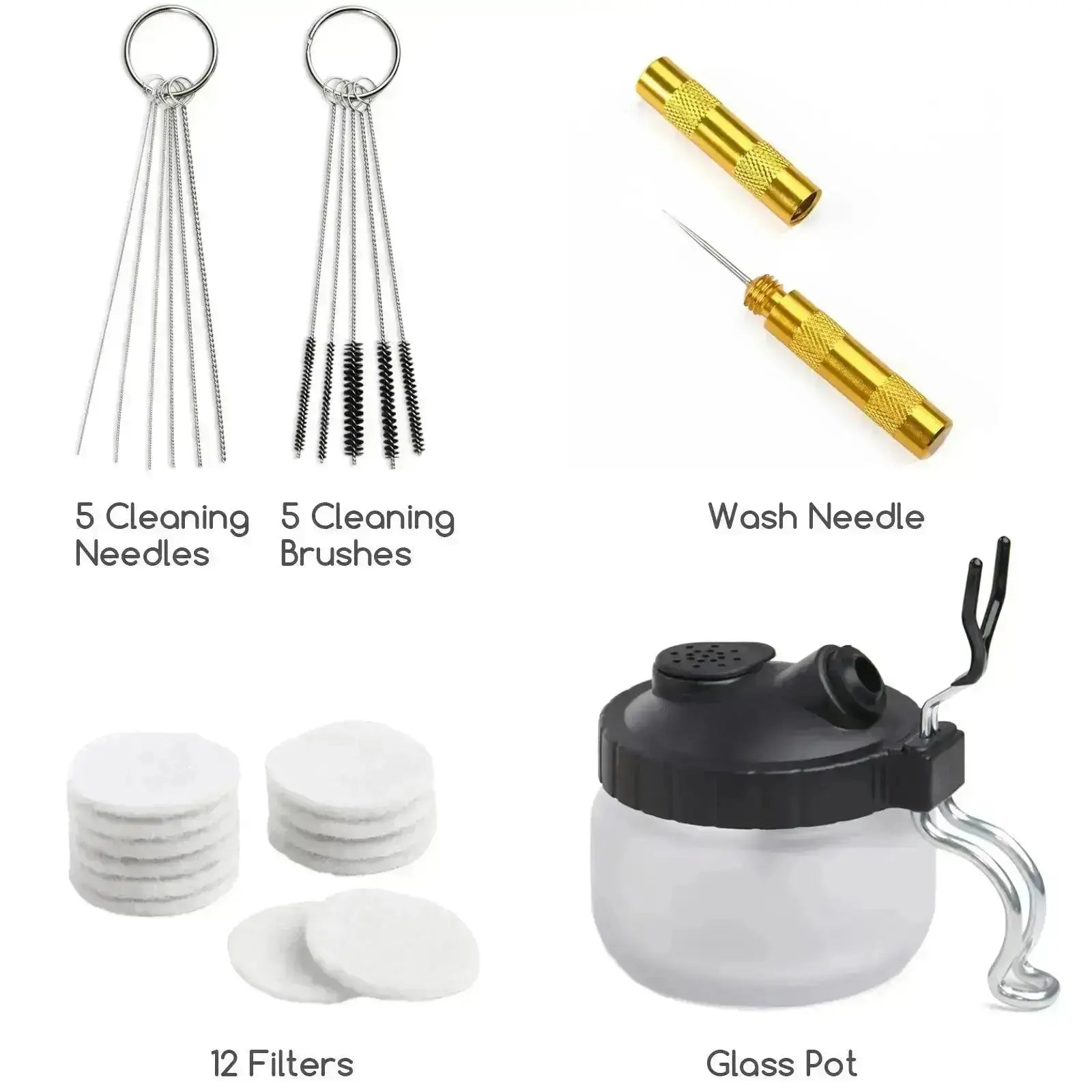 Airbrush Cleaning Kit, Heavy Glass Cleaning Pot - MEEDEN ARTAirbrush Tool