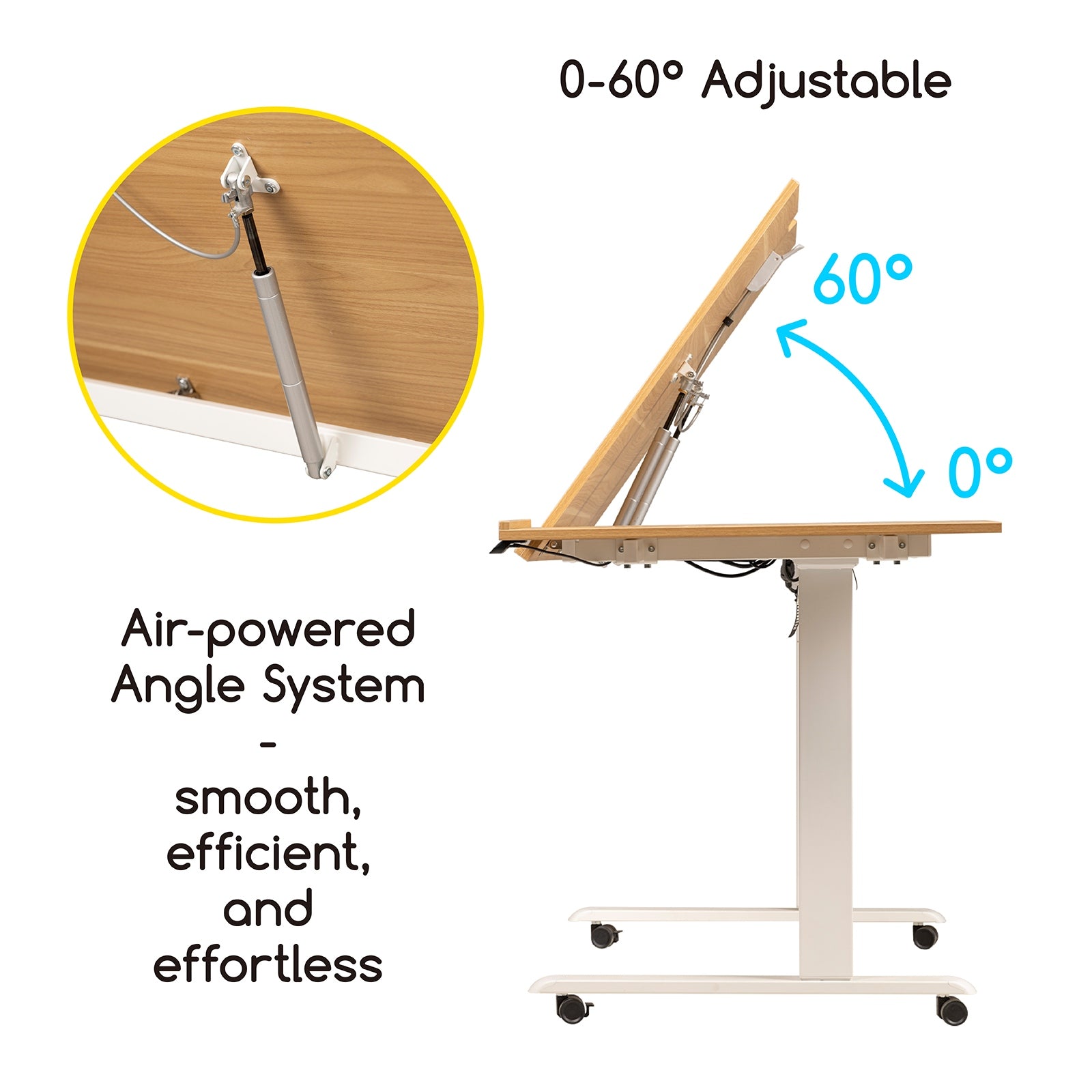 MEEDEN Large Electric Height Adjustable Drafting Table with Side Board