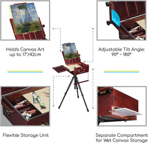 MEEDEN Plein Air Pochade Box with Tripod-Dark Walnut