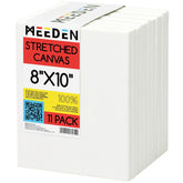 MEEDEN 100% Cotton Stretched Canvas, 8 x 10 In, 11 Packs MEEDEN