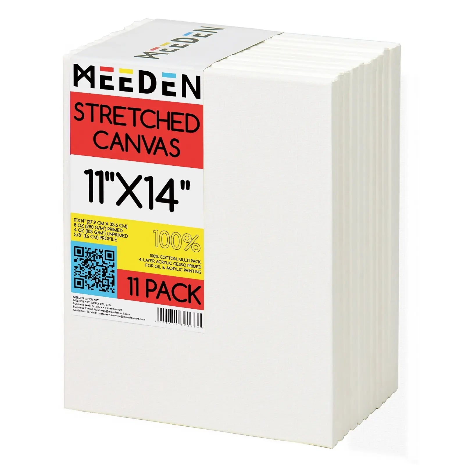 MEEDEN 100% Cotton Stretched Canvas, 8 x 8 In, 11 Packs MEEDEN