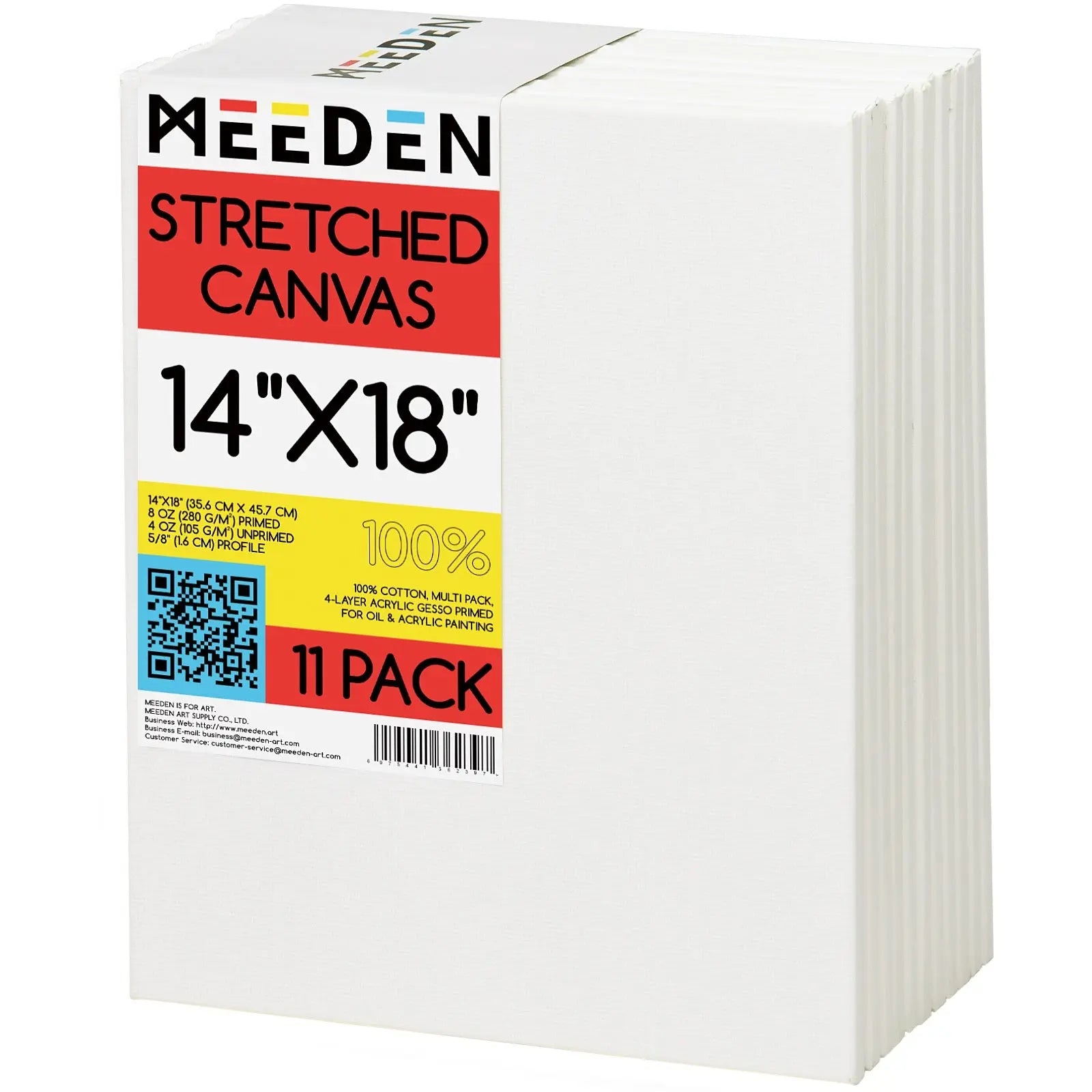 MEEDEN 100% Cotton Stretched Canvas, 8 x 8 In, 11 Packs MEEDEN