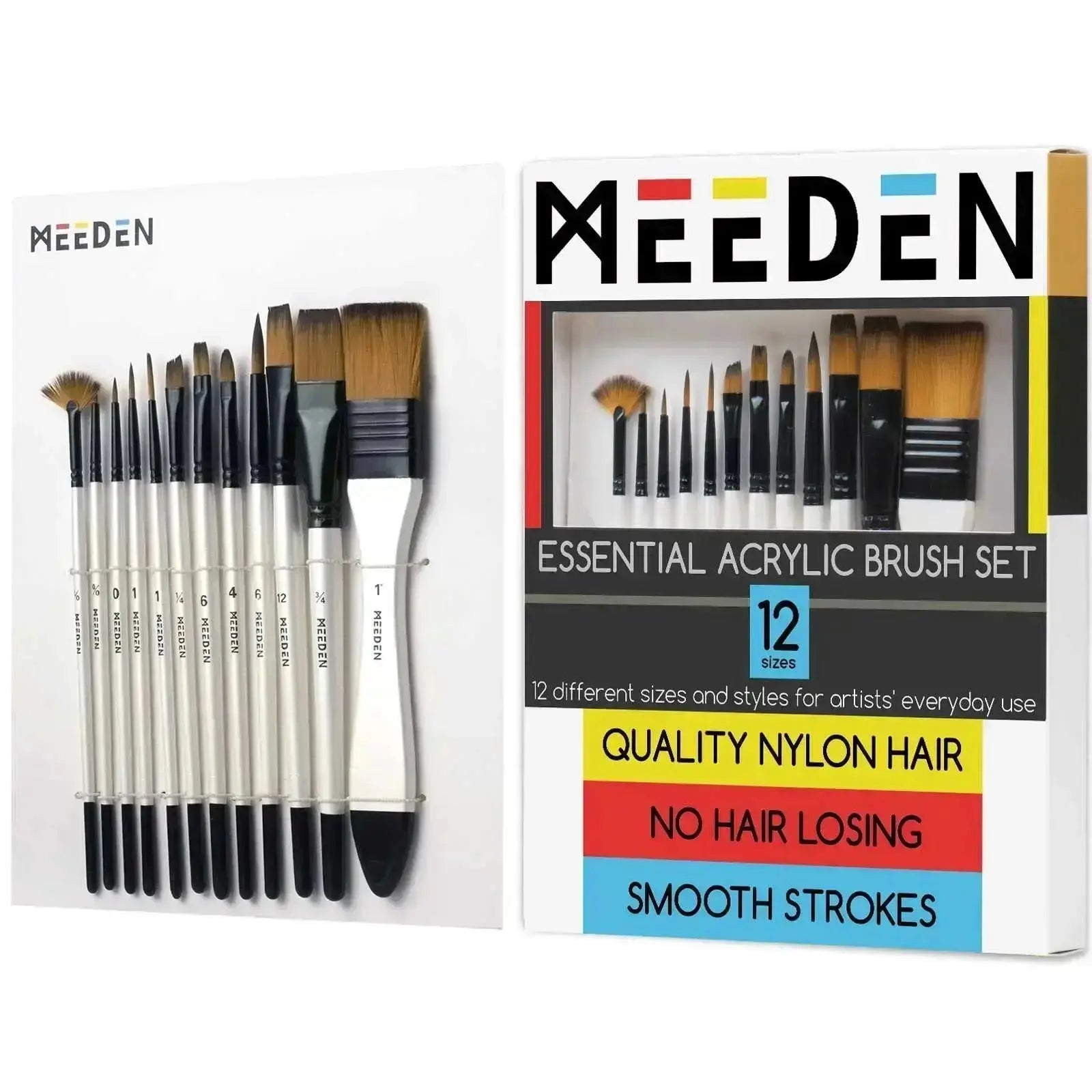 MEEDEN 12 Pcs Acrylic Paint Brushes Set - MEEDEN ARTBrushes