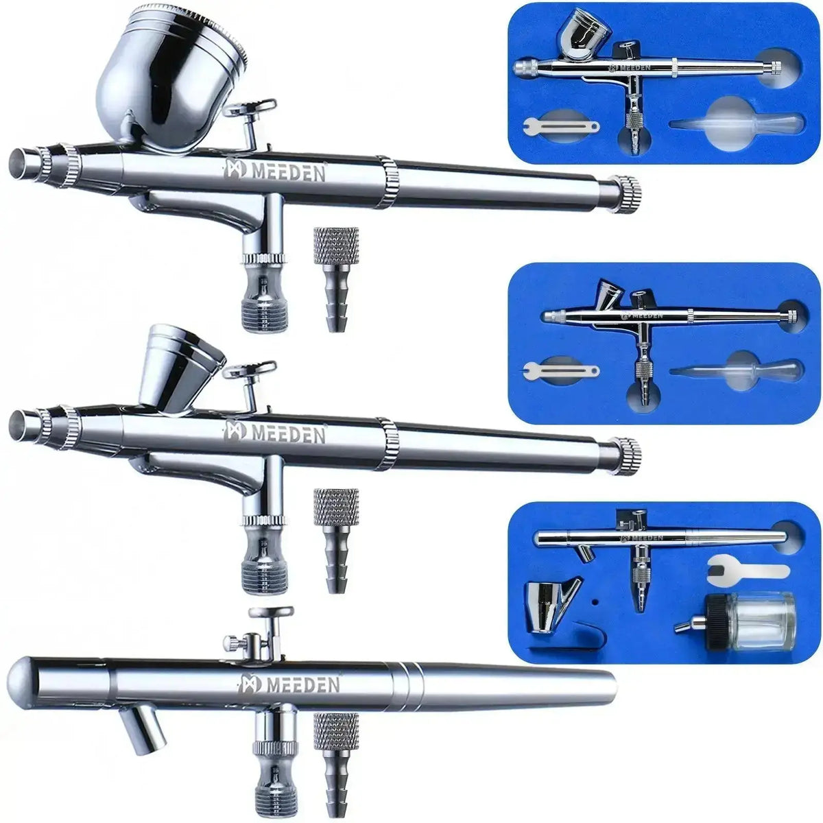 MEEDEN 3 Pcs Airbrush Set, 0.25, 0.35, 0.5mm Needles Pre-Equipped - MEEDEN ARTAirbrush Tool