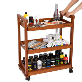 MEEDEN 3-Tier Storage Art Cart/Trolley, Walnut Color-W13 MEEDEN