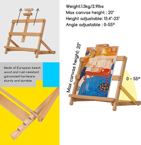 MEEDEN 44 Pcs Oil Painting Set with Tabletop Easel, 24 x 12ml Oil Paint MEEDEN