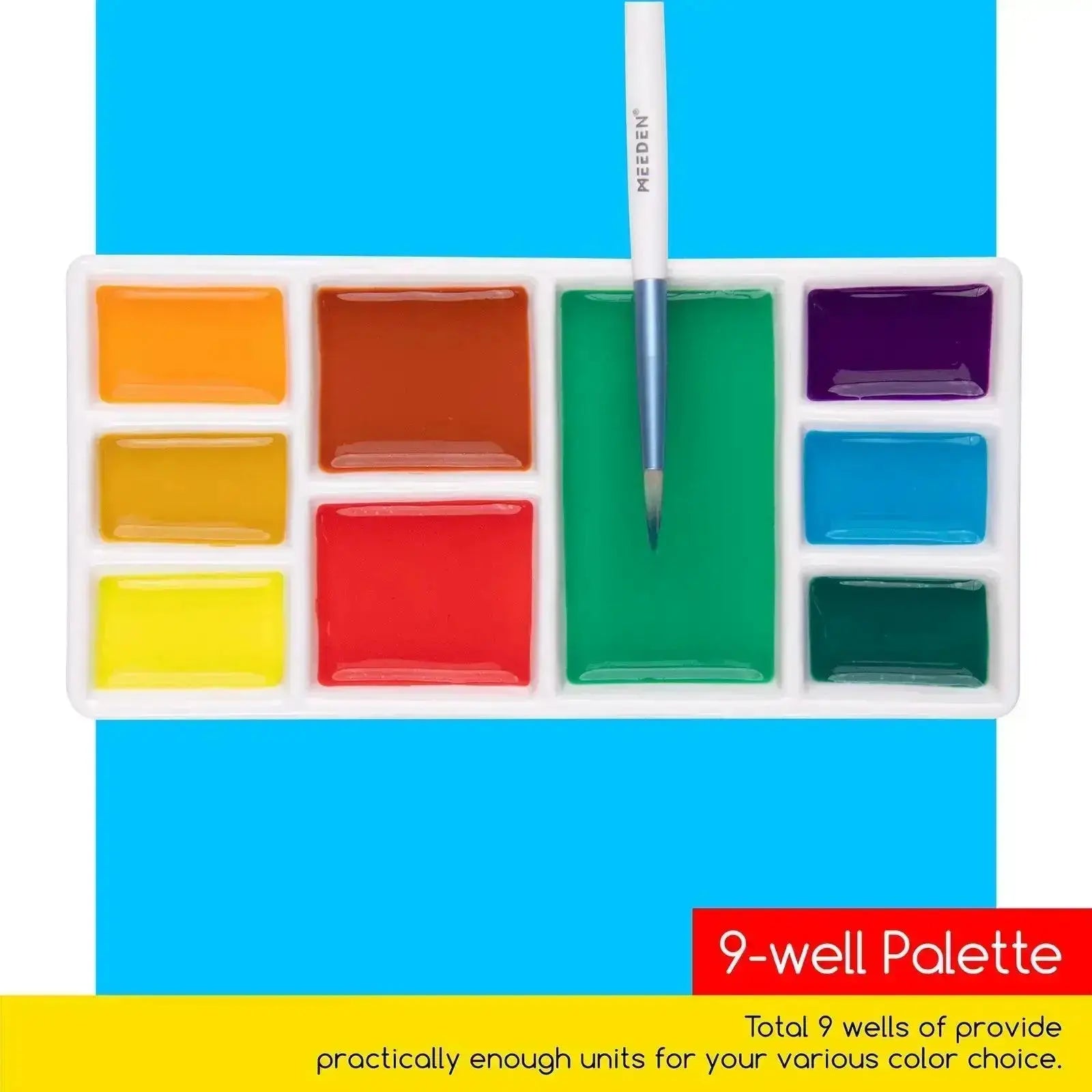 MEEDEN 9-Well Ceramic Rectangle Palette - MEEDEN ARTPalette