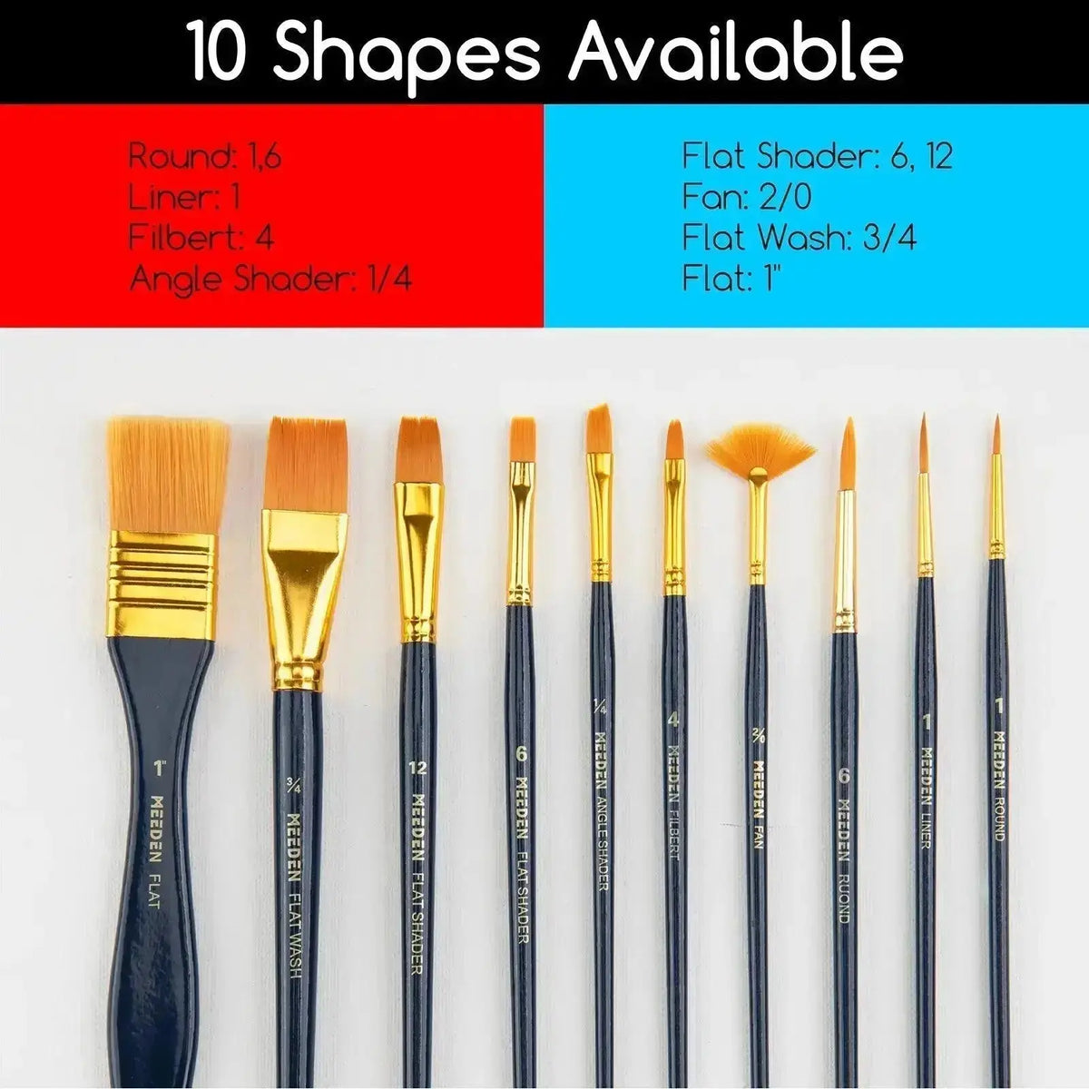 MEEDEN Acrylic Paint Brushes Set of 10 Pcs - MEEDEN ARTBrushes