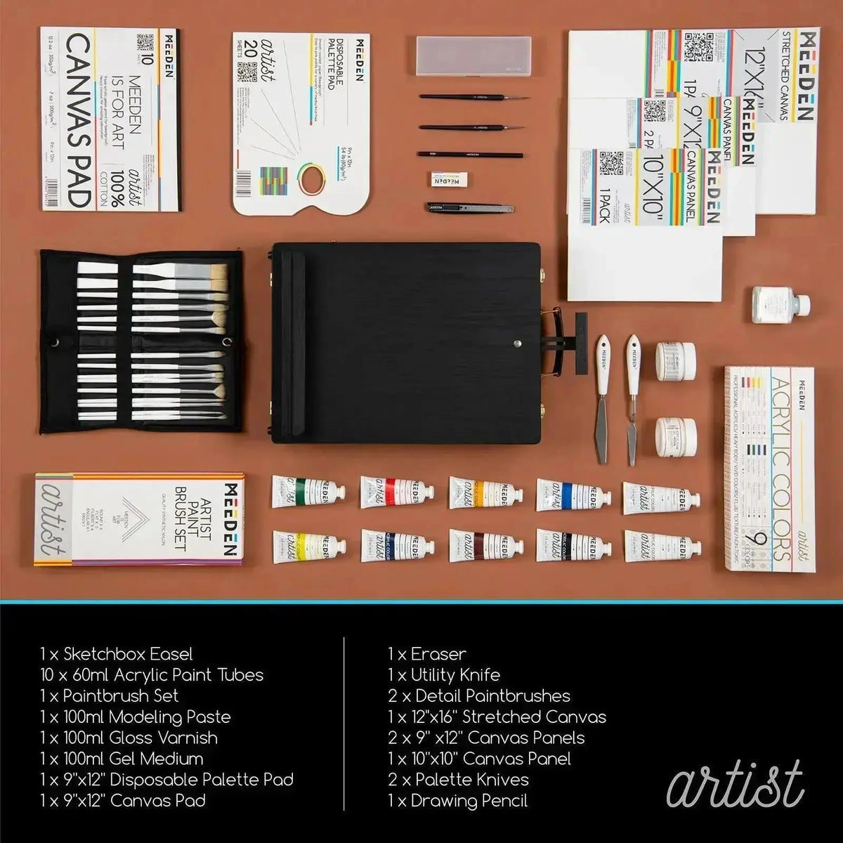 MEEDEN Artist Acrylic Painting Set with Sketch Easel Box - MEEDEN ARTPainting Set