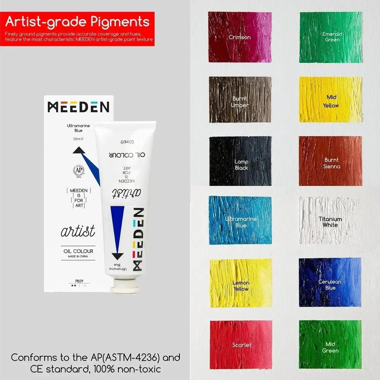 MEEDEN Artist Oil Painting Set with Sketch Easel Box, 13*50ml Tubes - MEEDEN ARTPainting Set