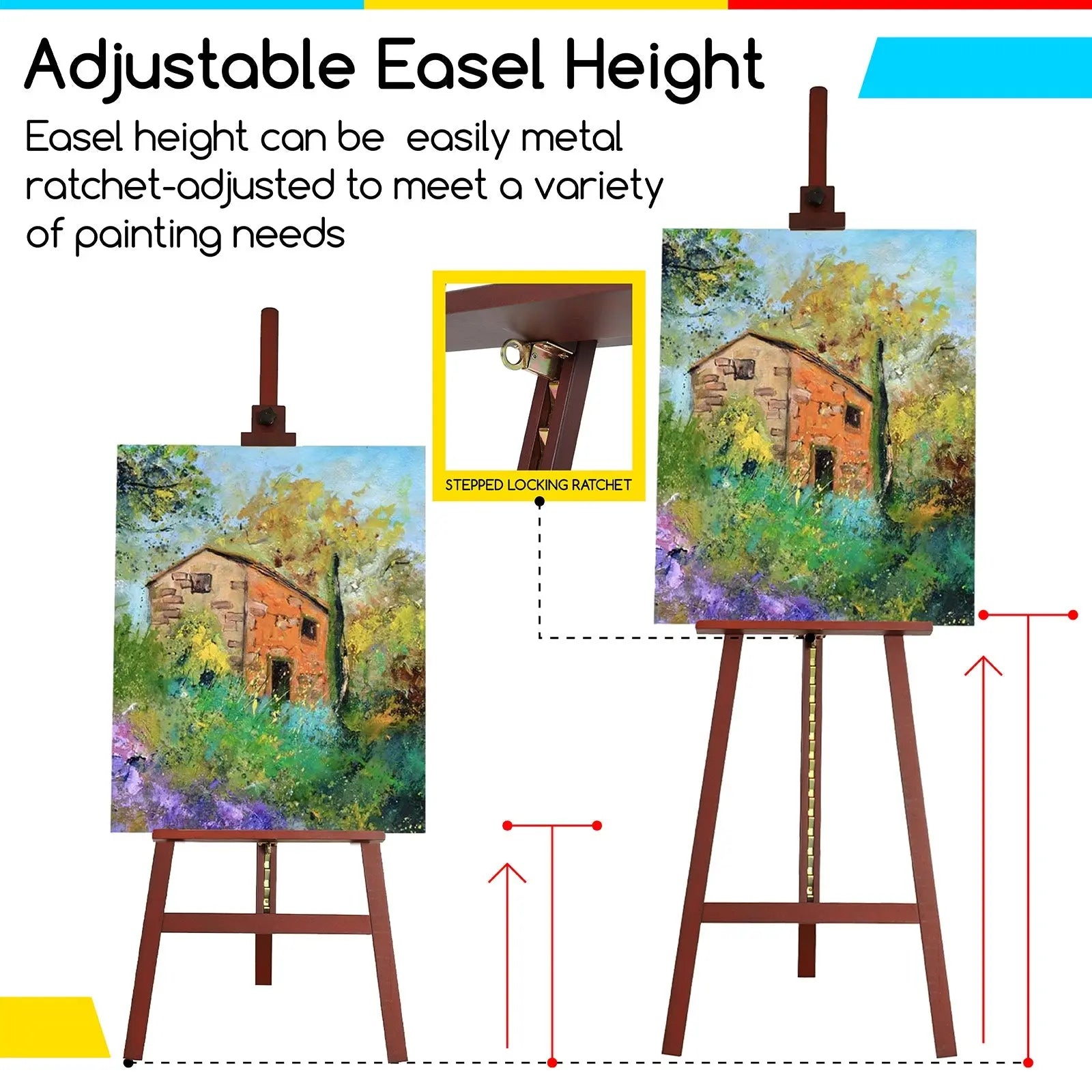 MEEDEN Basic Beechwood A-Frame Painting Art Easel-Dark Walnut-W01D MEEDEN