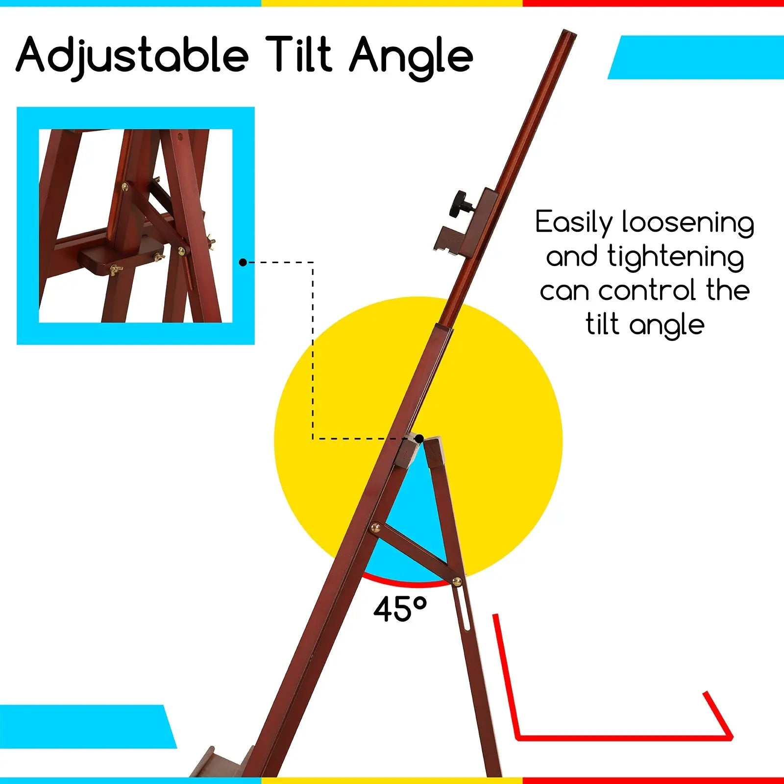 MEEDEN Basic Beechwood A-Frame Painting Art Easel-Dark Walnut-W01D MEEDEN