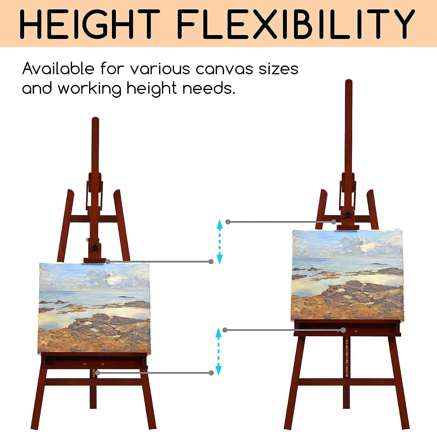 MEEDEN Large A-Frame Adjustable Artist Easel Stand-Dark Walnut-W09B MEEDEN