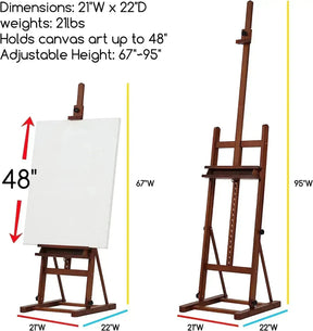 MEEDEN Studio H-Frame Easel with Large Storage Tray-Walnut-W02B-B - MEEDEN ARTEasel