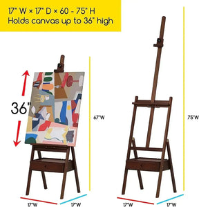 MEEDEN Studio H-Frame Easel with Storage Drawer-Walnut-HJ-1A - MEEDEN ARTEasel