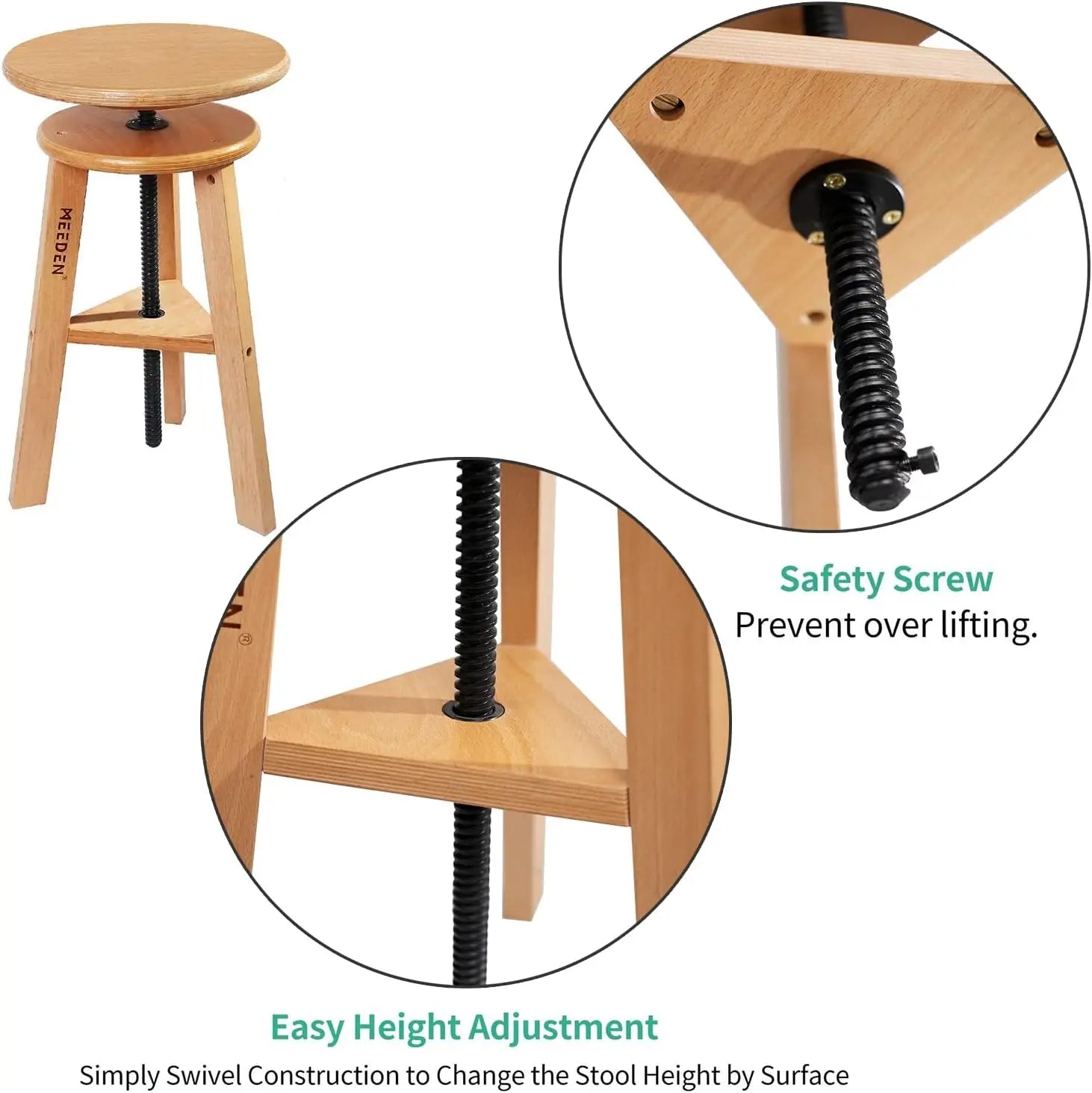 MEEDEN Wooden Drafting Stool with Adjustable Height-G-005 MEEDEN