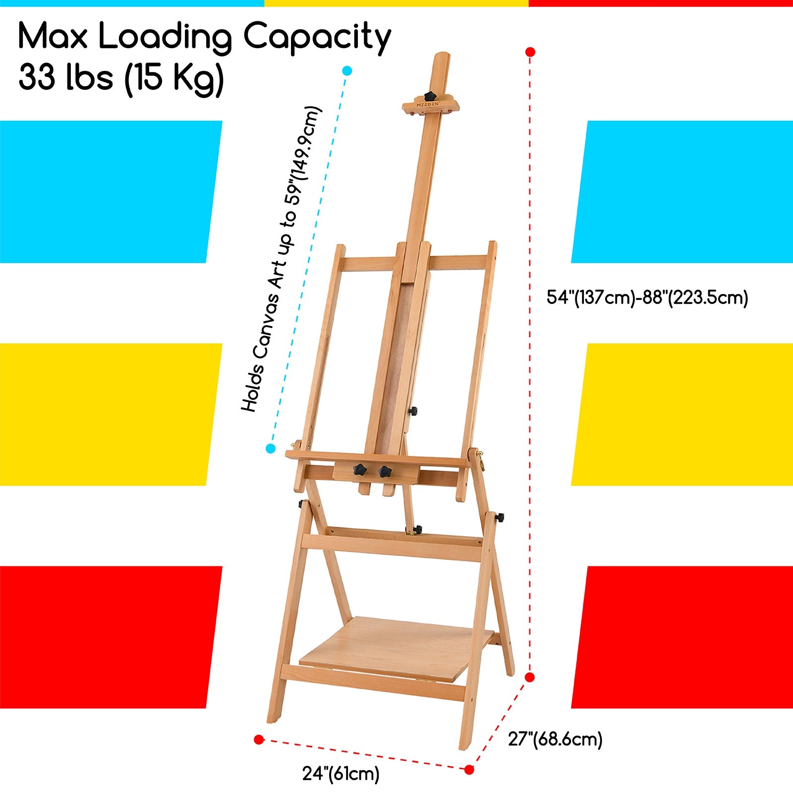 MEEDEN Adjustable Large H-Frame Art Easel Stand-W10B