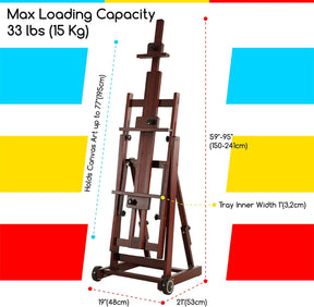 MEEDEN Versatile Studio H-Frame Artist Easel-Dark Walnut-W14