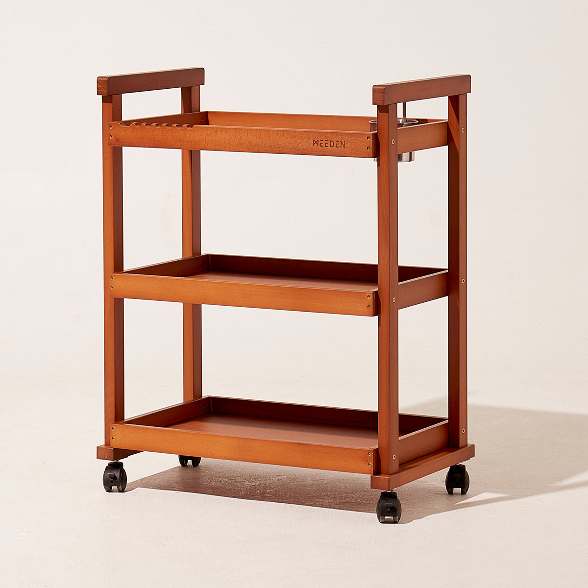 MEEDEN 3-Tier Storage Art Cart/Trolley, Light Walnut-W13