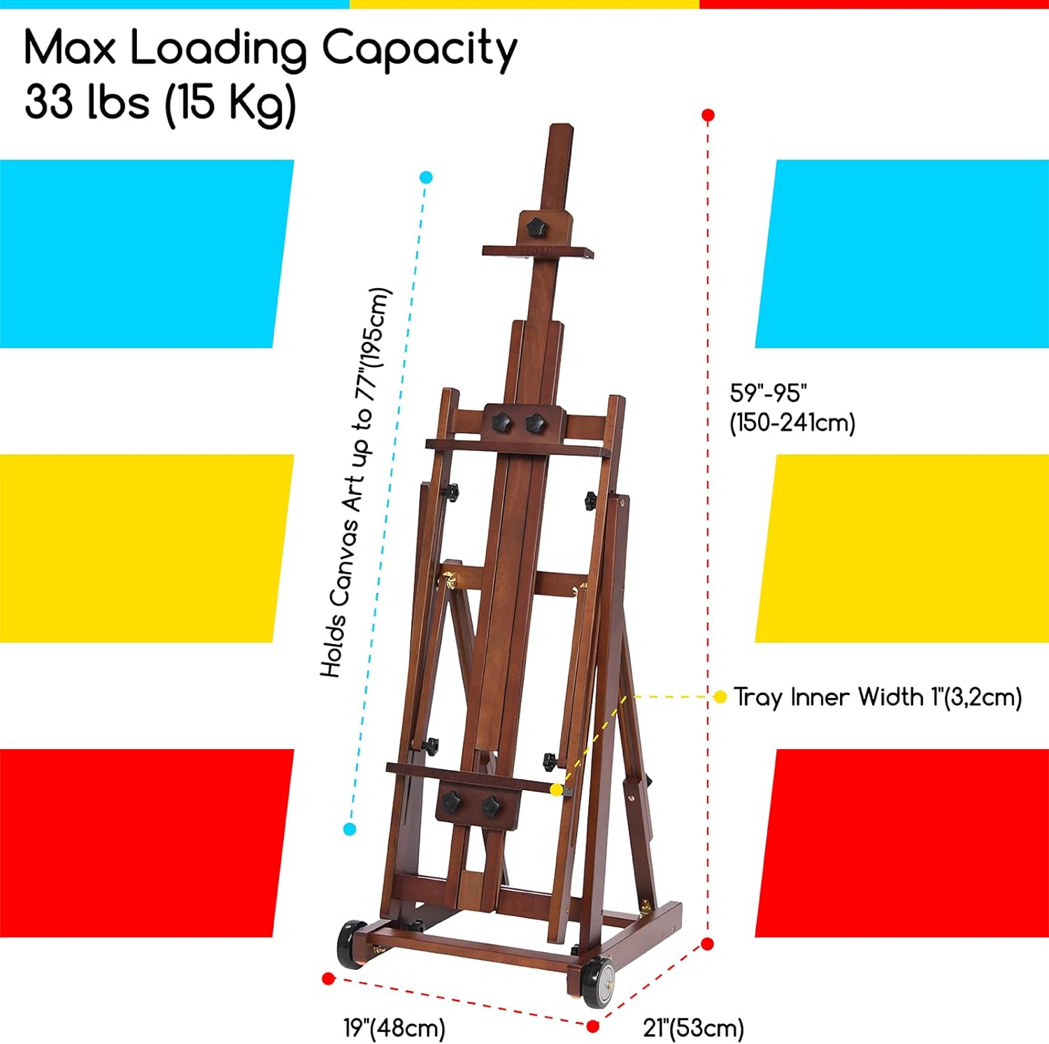 MEEDEN Versatile Studio H-Frame Artist Easel-Walnut-W14