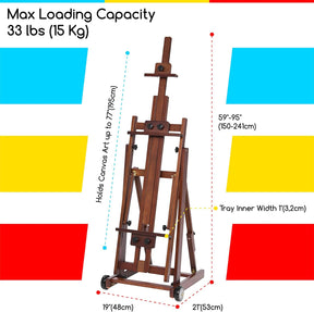 MEEDEN Versatile Studio H-Frame Artist Easel-Walnut-W14