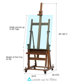 MEEDEN Enlarged Heavy-Duty H-Frame Artist Easel - W11 Pro Walnut