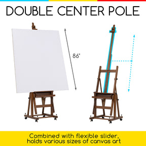 MEEDEN Enlarged Heavy-Duty H-Frame Artist Easel - W11 Pro Walnut