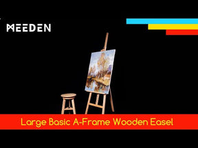 MEEDEN Large Basic Studio A-Frame Solid Beech Wood Floor Painting Easel, Hold Canvas Up to 50''-W01E